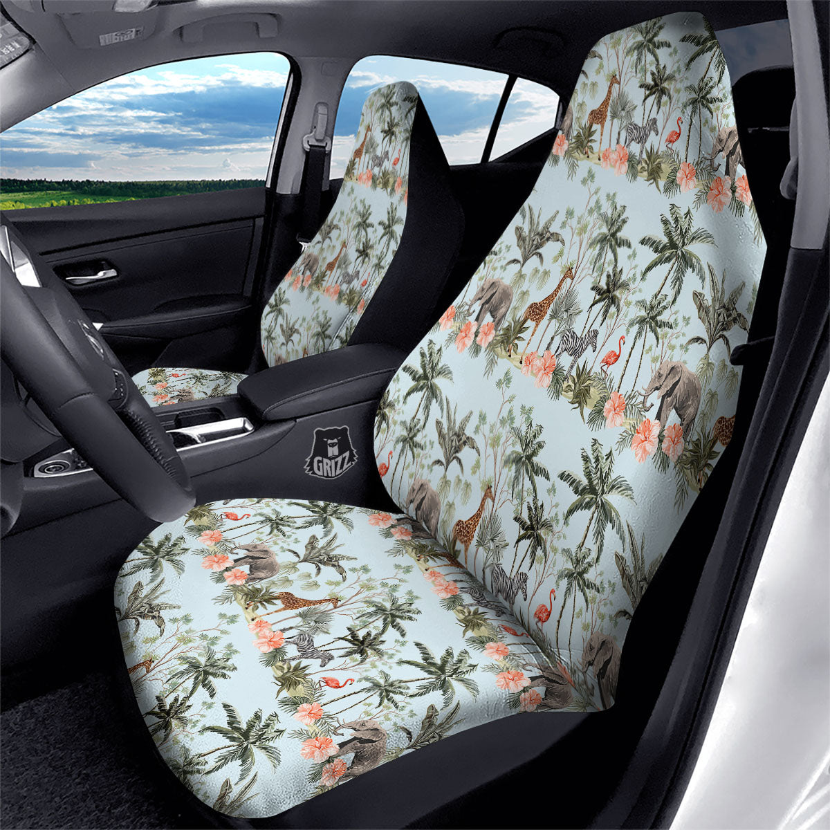 Giraffe Tropical Zebra Print Pattern Car Seat Covers-grizzshop