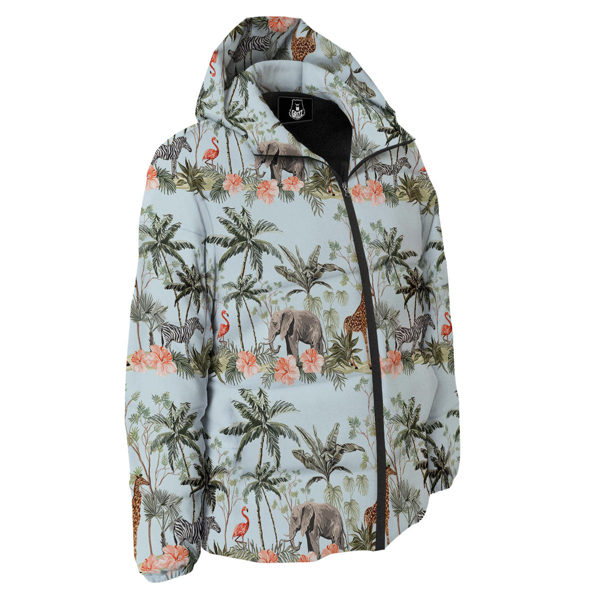 Giraffe Tropical Zebra Print Pattern Down Jacket-grizzshop