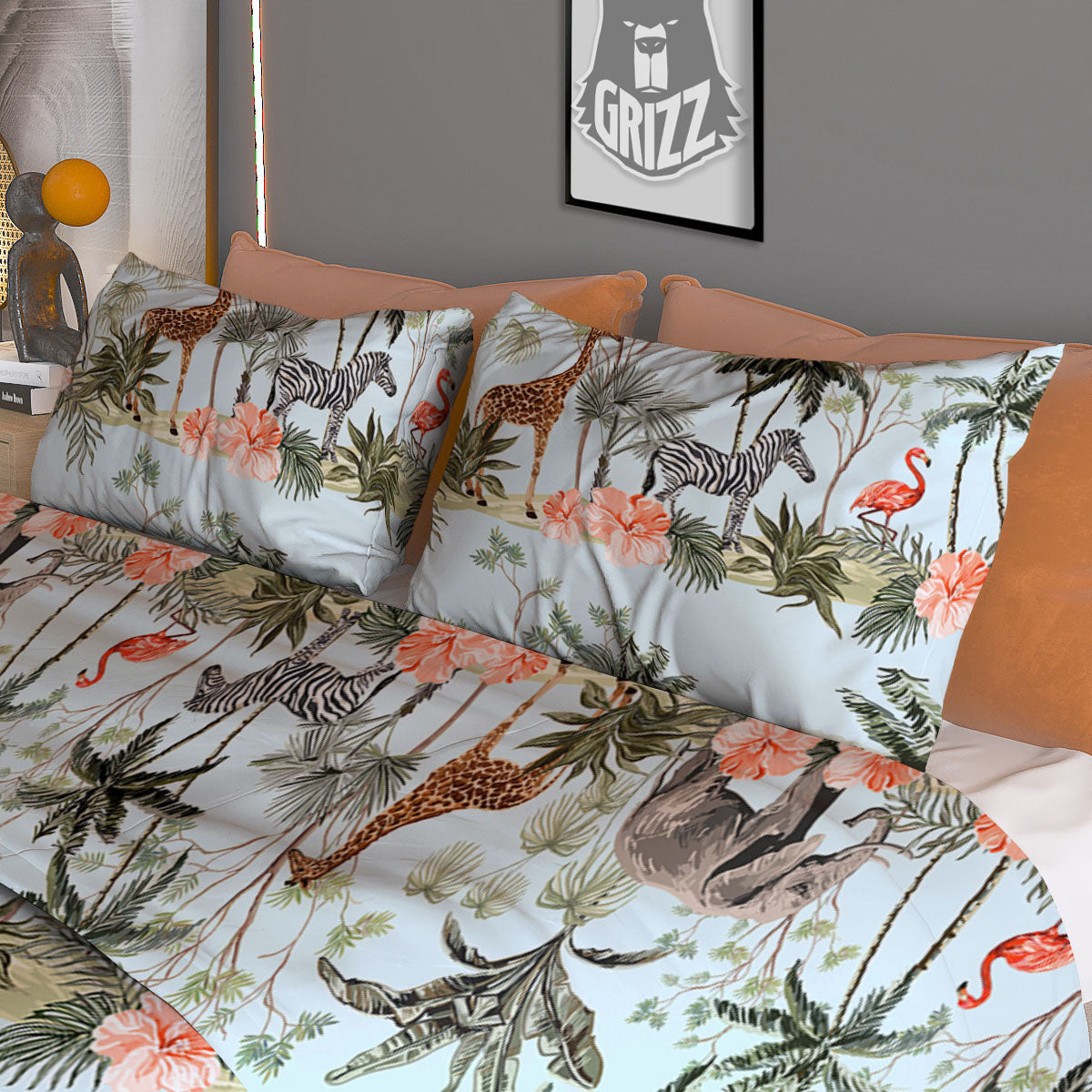 Giraffe Tropical Zebra Print Pattern Duvet Cover Bedding Set