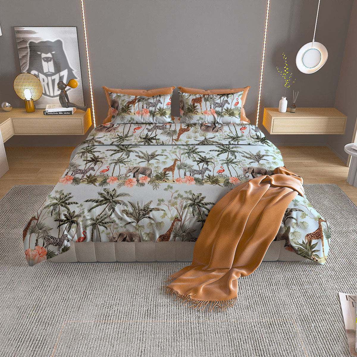 Giraffe Tropical Zebra Print Pattern Duvet Cover Bedding Set-grizzshop