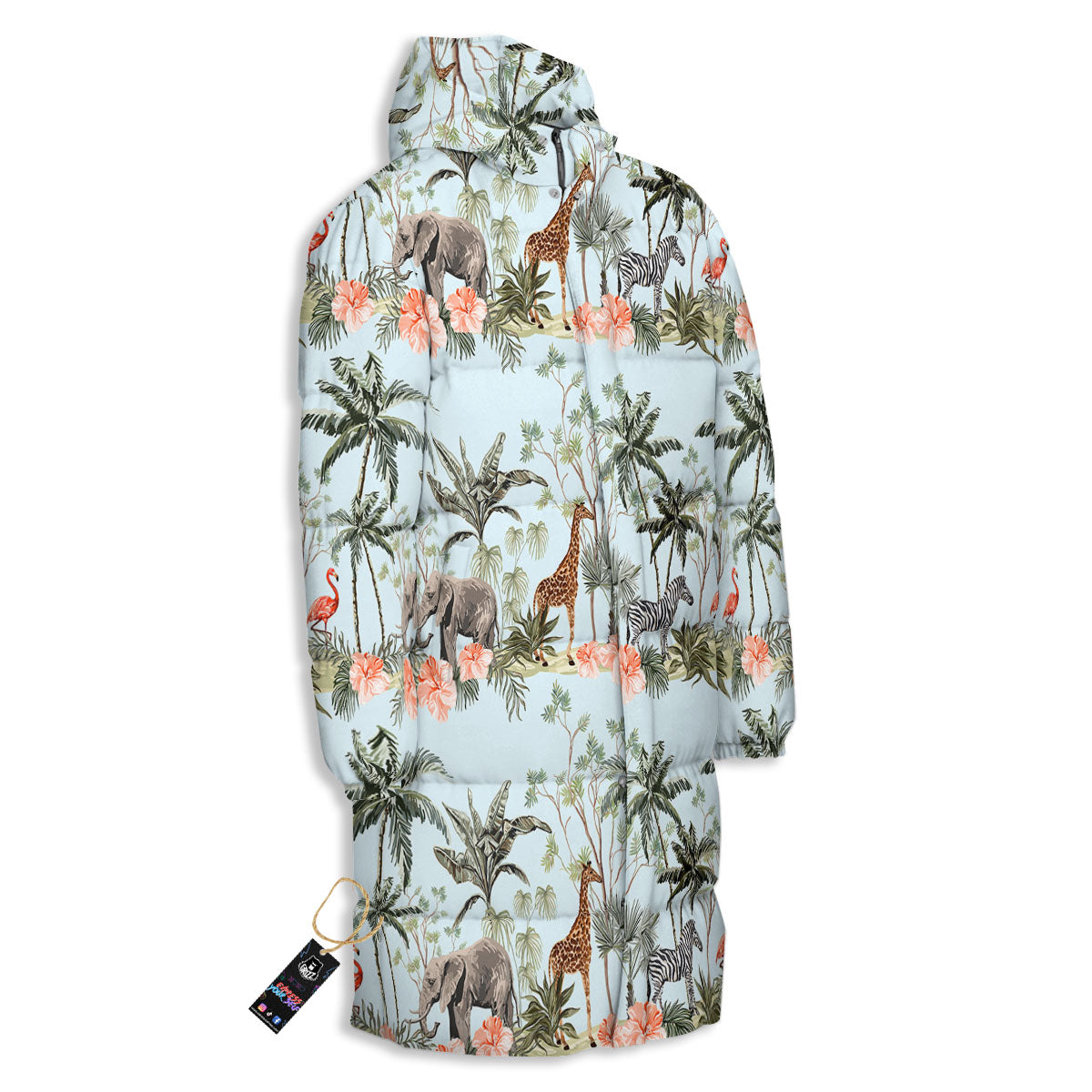 Giraffe Tropical Zebra Print Pattern Long Down Jacket-grizzshop