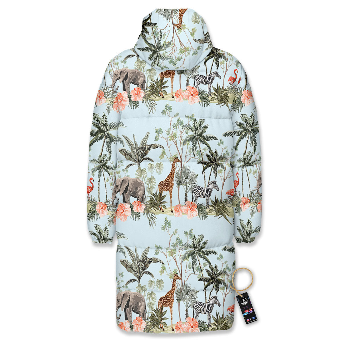 Giraffe Tropical Zebra Print Pattern Long Down Jacket-grizzshop