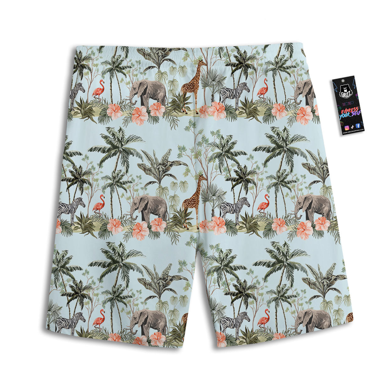 Giraffe Tropical Zebra Print Pattern Men's Athletic Shorts-grizzshop