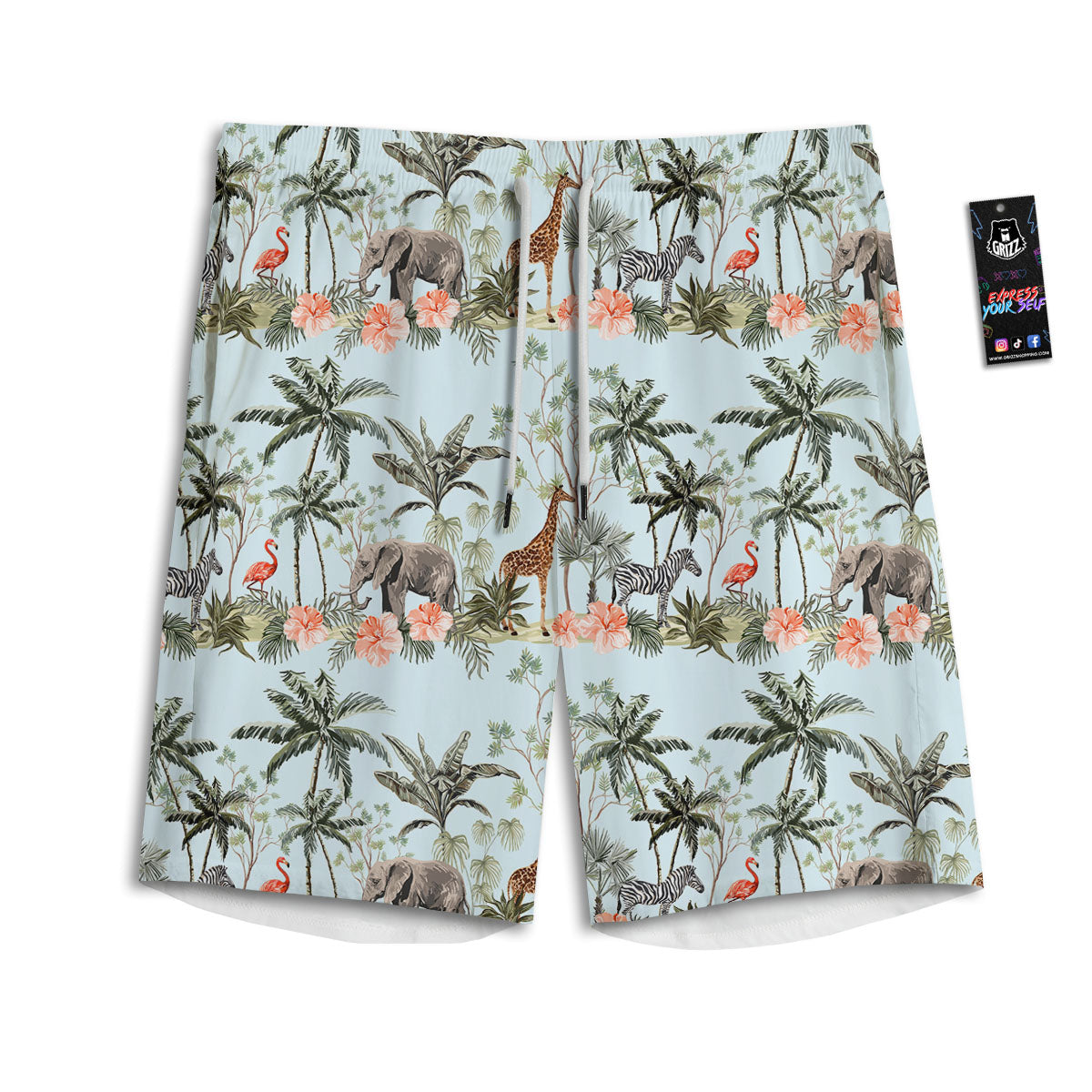 Giraffe Tropical Zebra Print Pattern Men's Athletic Shorts-grizzshop