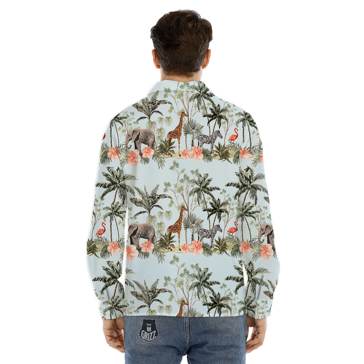 Giraffe Tropical Zebra Print Pattern Men's Dress Shirts-grizzshop