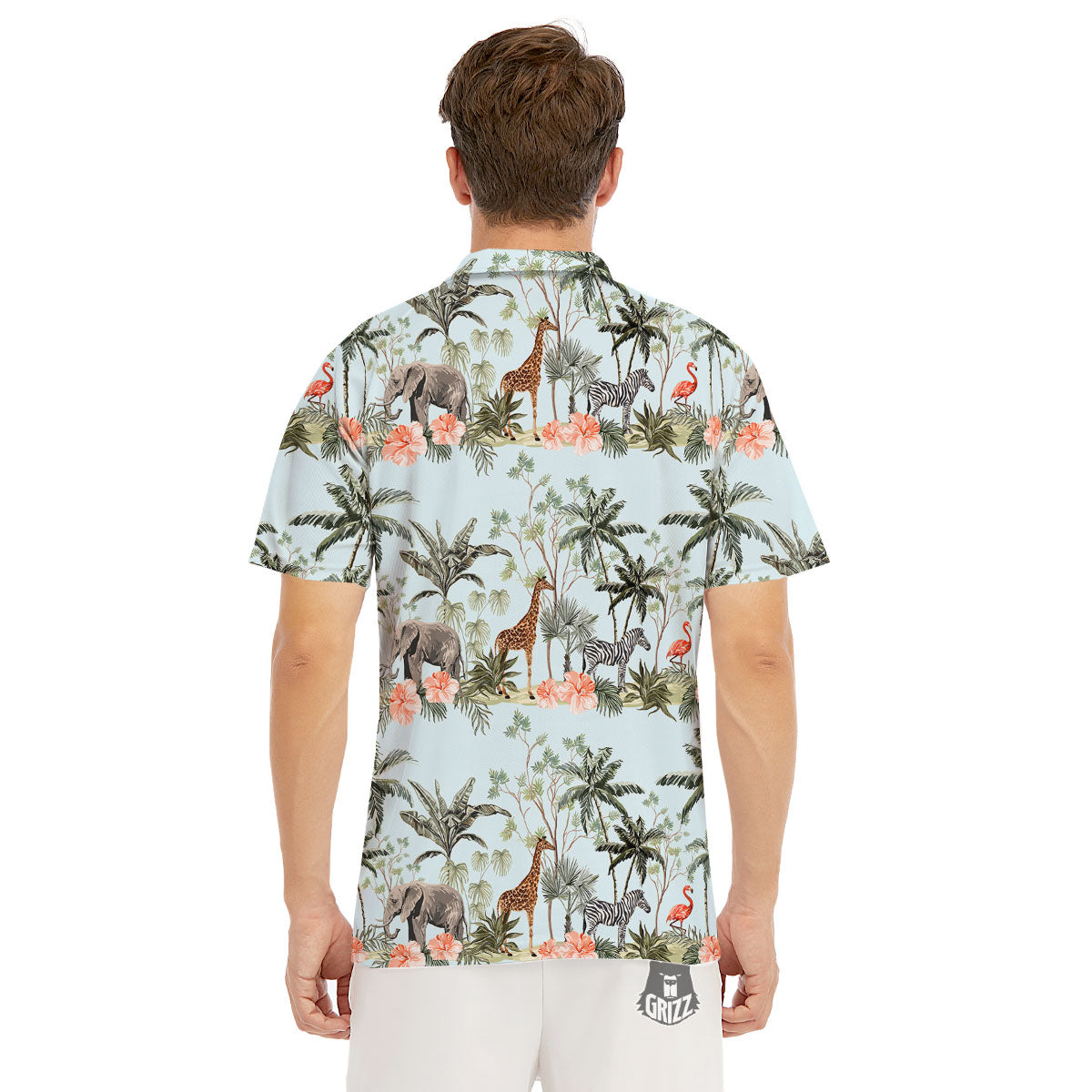 Giraffe Tropical Zebra Print Pattern Men's Golf Shirts-grizzshop