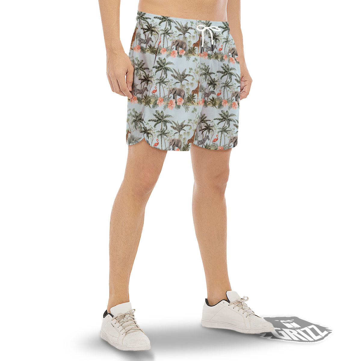 Giraffe Tropical Zebra Print Pattern Men's Gym Shorts-grizzshop