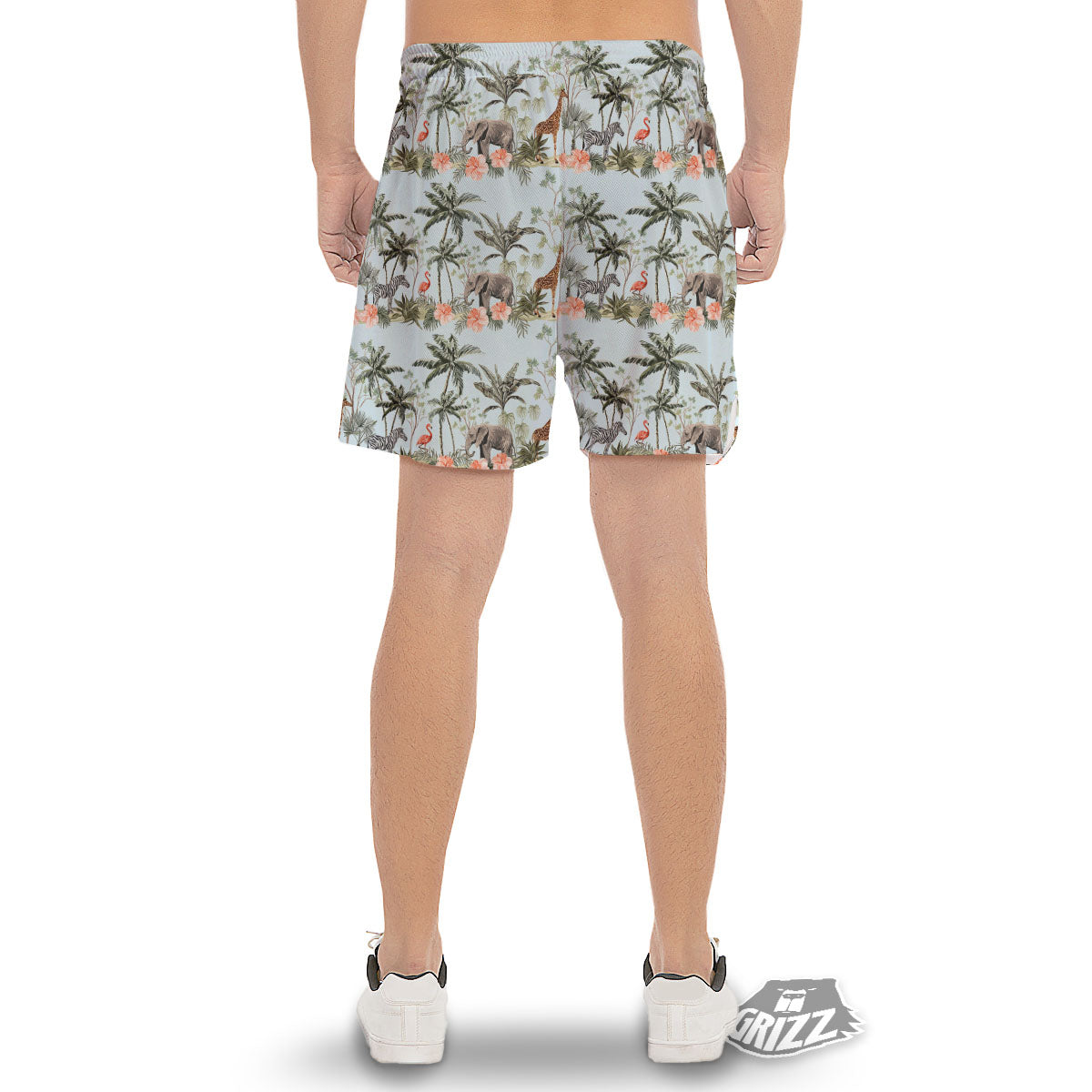 Giraffe Tropical Zebra Print Pattern Men's Gym Shorts-grizzshop