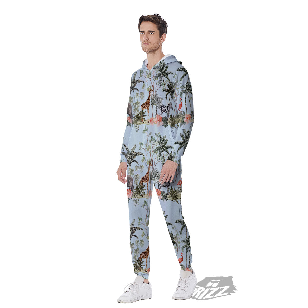 Giraffe Tropical Zebra Print Pattern Men's Jumpsuit-grizzshop