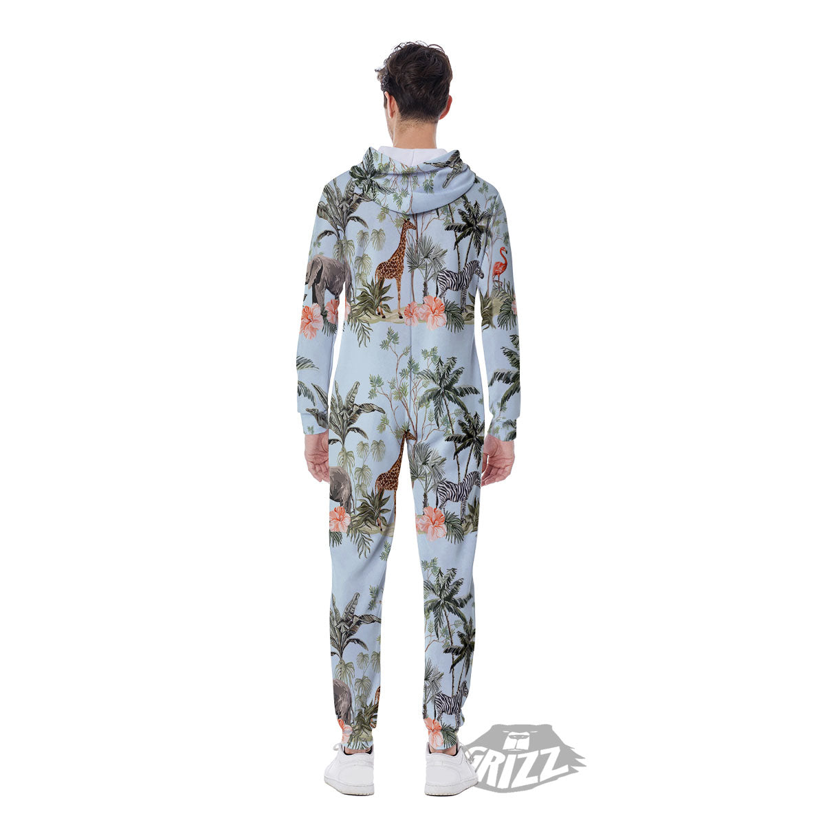 Giraffe Tropical Zebra Print Pattern Men's Jumpsuit-grizzshop