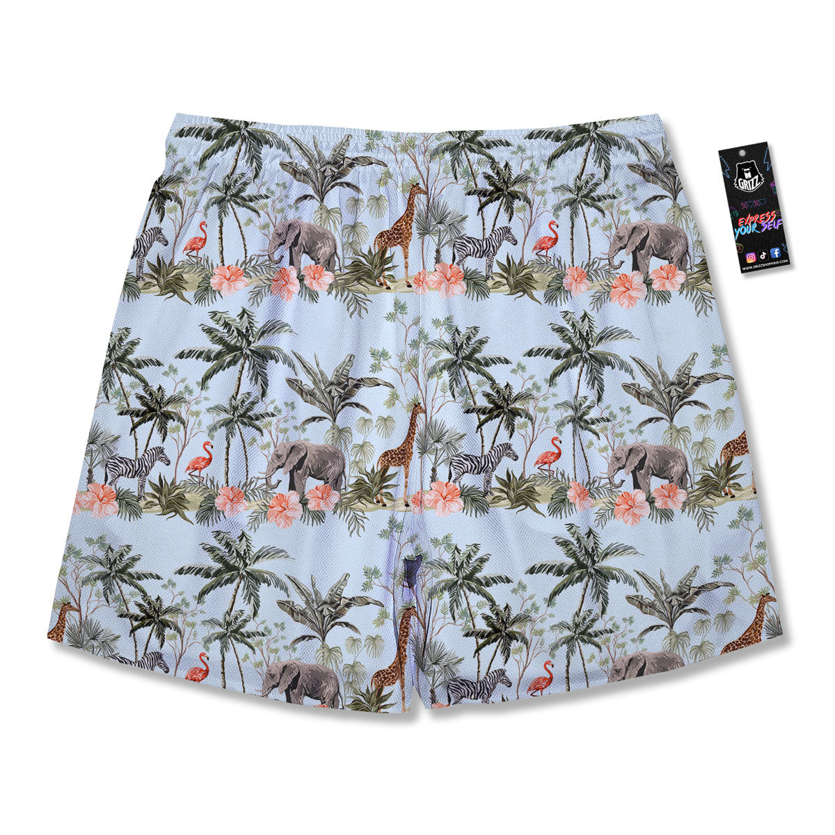 Giraffe Tropical Zebra Print Pattern Men's Running Shorts-grizzshop