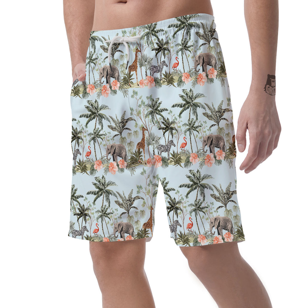 Giraffe Tropical Zebra Print Pattern Men's Shorts-grizzshop