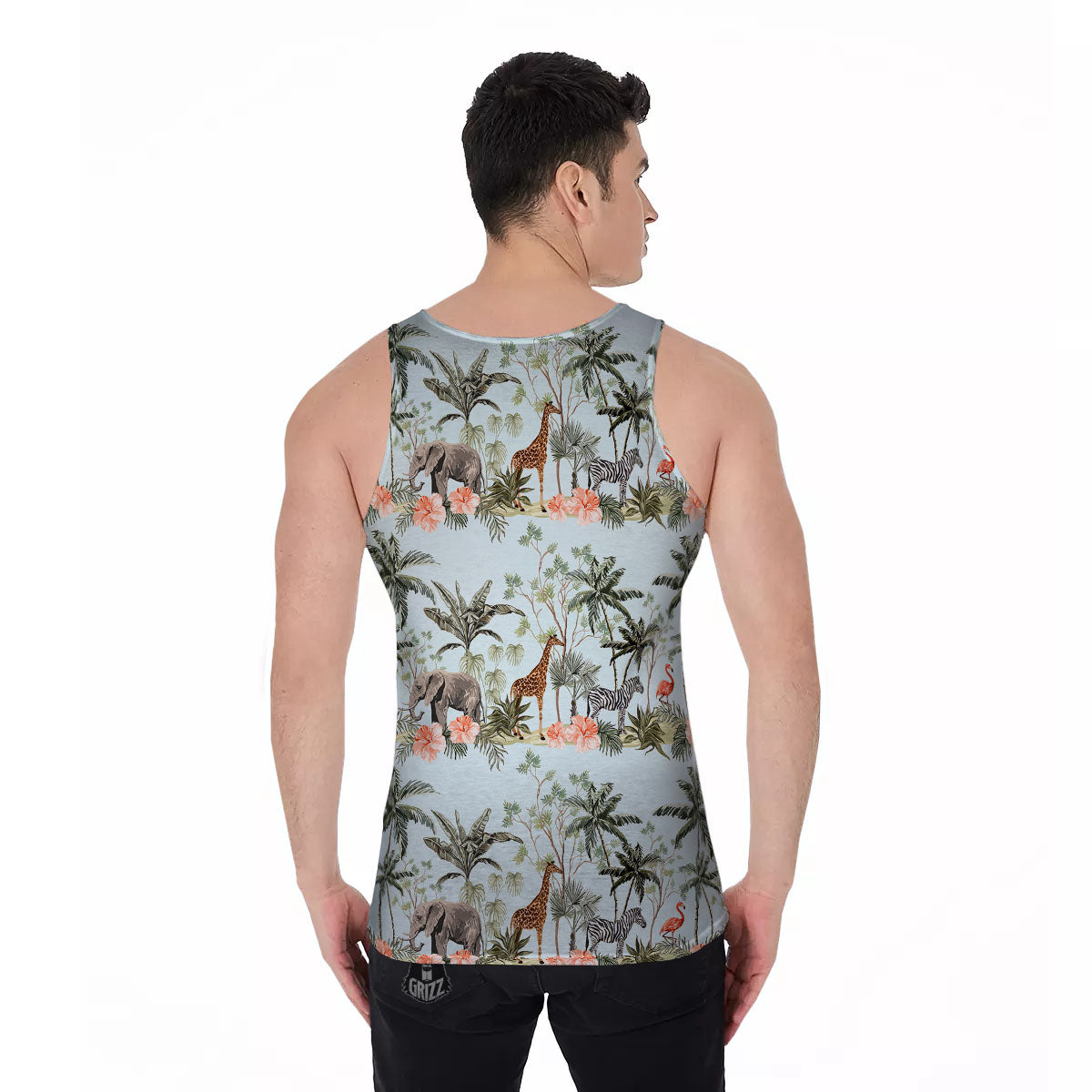 Giraffe Tropical Zebra Print Pattern Men's Tank Top-grizzshop