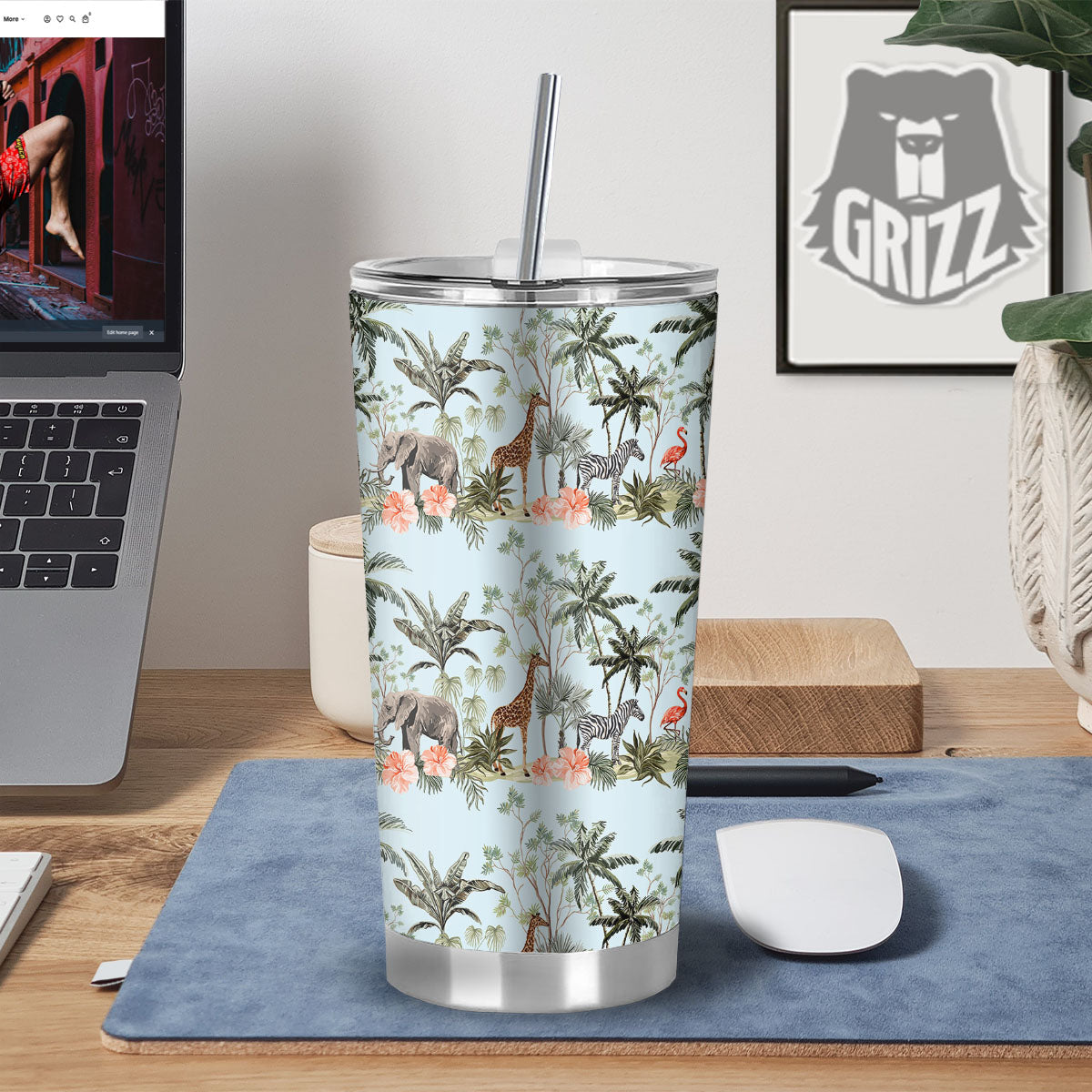 Giraffe Tropical Zebra Print Pattern Tumbler-grizzshop