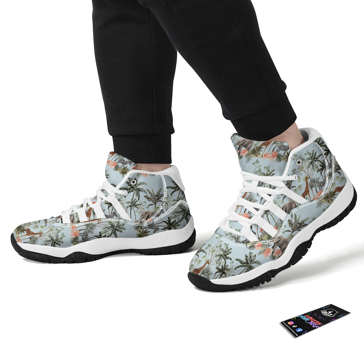 Giraffe Tropical Zebra Print Pattern White Bball Shoes-grizzshop