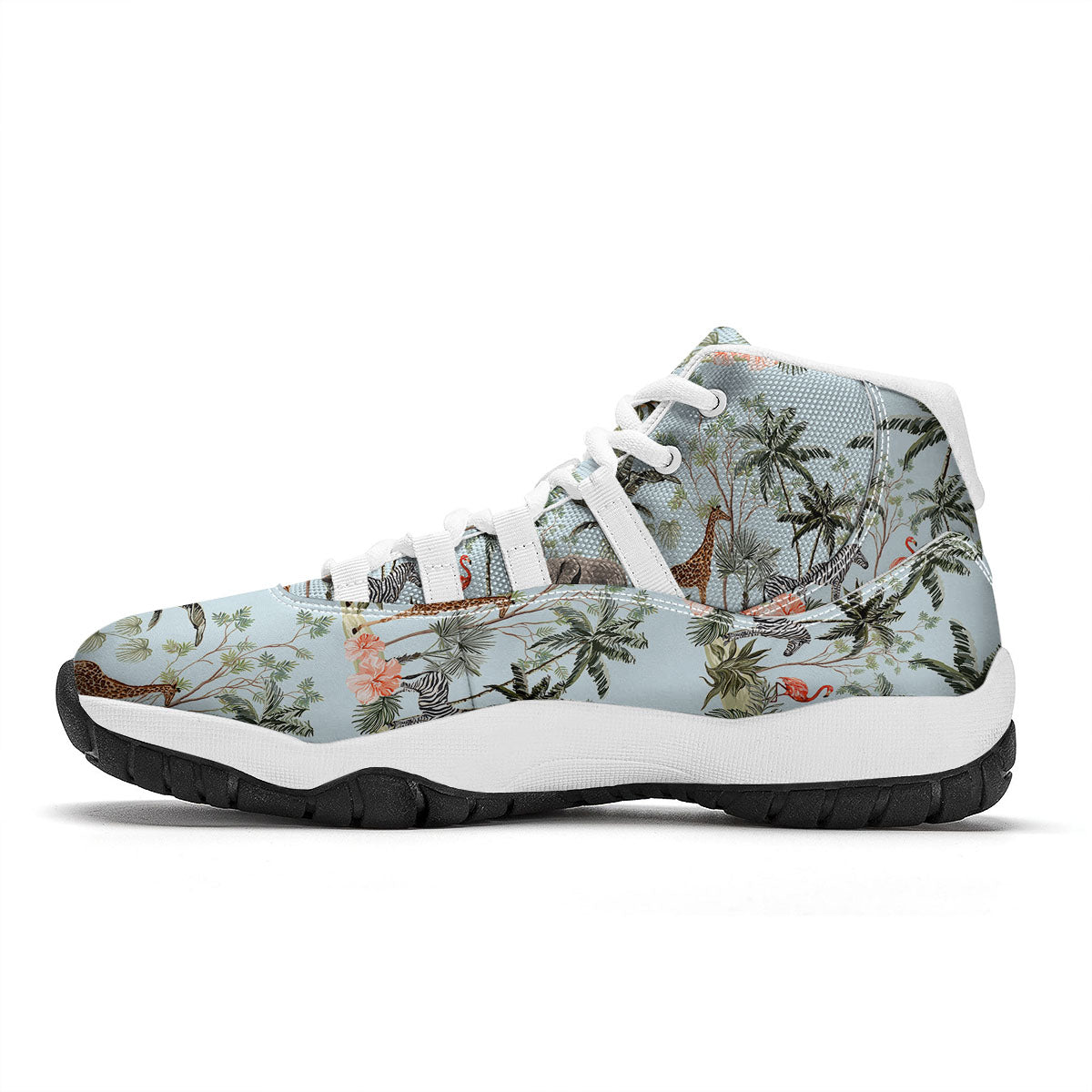 Giraffe Tropical Zebra Print Pattern White Bball Shoes-grizzshop