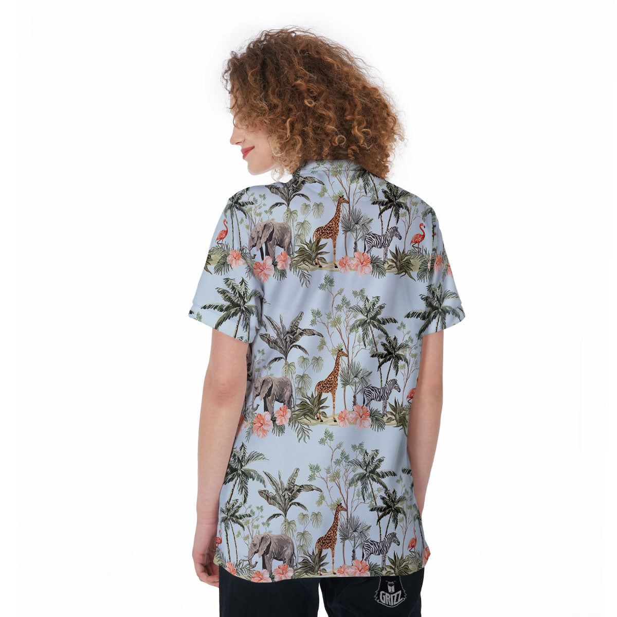 Giraffe Tropical Zebra Print Pattern Women's Golf Shirts-grizzshop