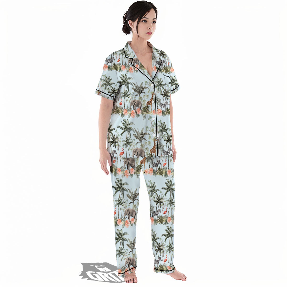 Giraffe Tropical Zebra Print Pattern Women's Pajamas Set-grizzshop