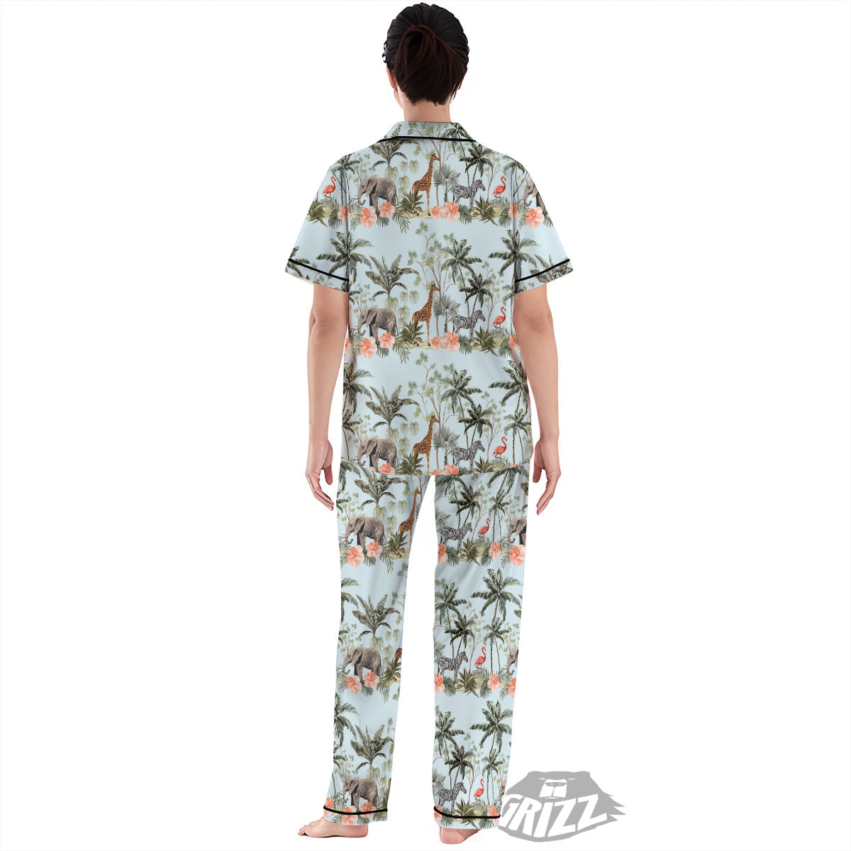 Giraffe Tropical Zebra Print Pattern Women's Pajamas Set-grizzshop