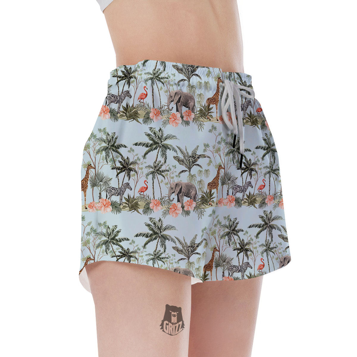 Giraffe Tropical Zebra Print Pattern Women's Shorts-grizzshop