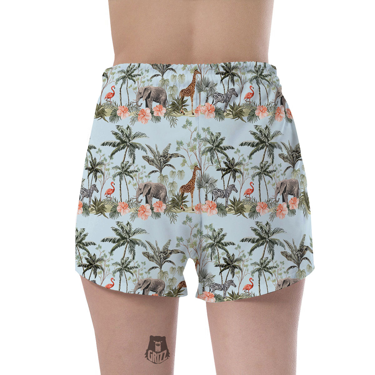 Giraffe Tropical Zebra Print Pattern Women's Shorts-grizzshop
