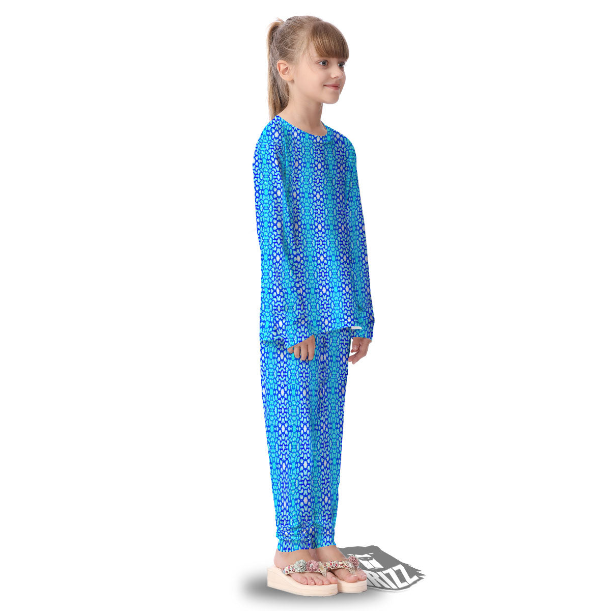 Giraffe Turquoise Print Pattern Kid's Pajamas-grizzshop