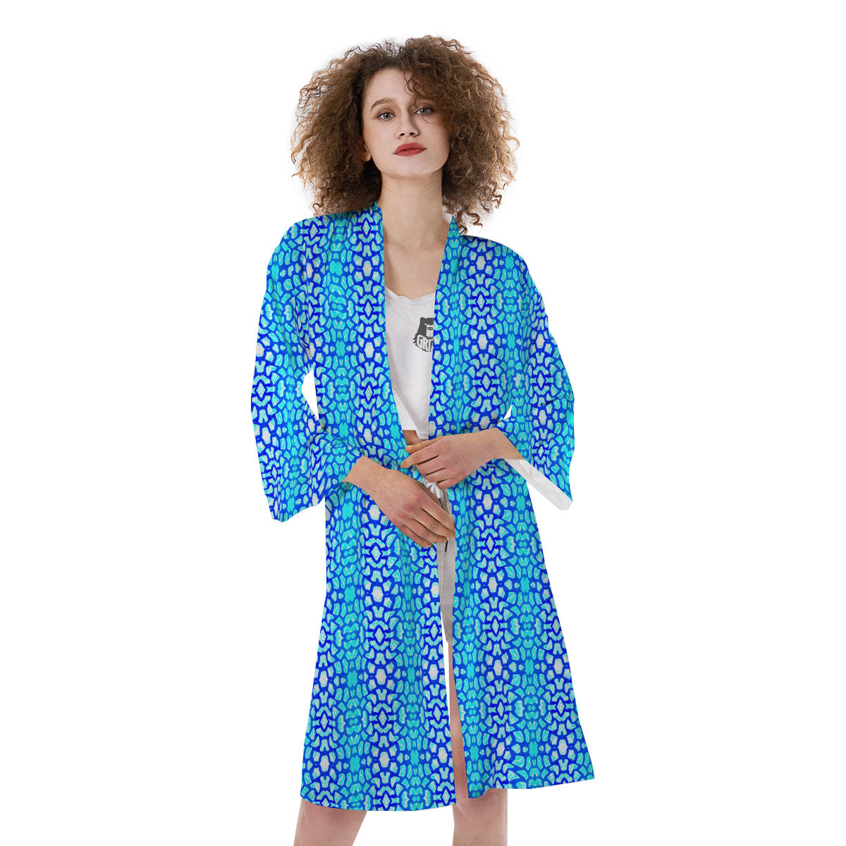 Giraffe Turquoise Print Pattern Kimono-grizzshop