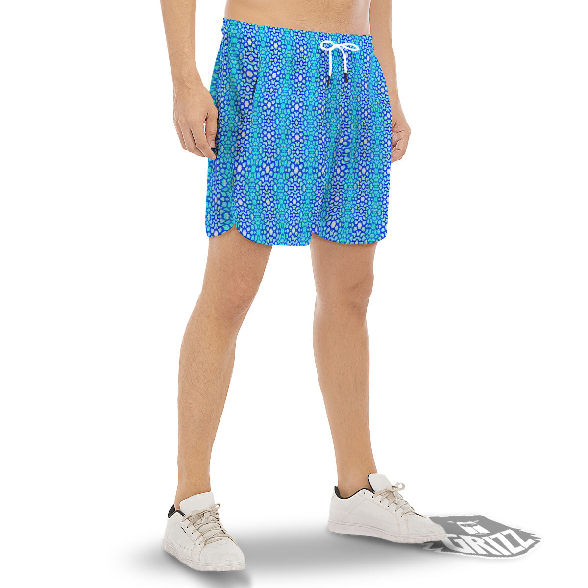 Giraffe Turquoise Print Pattern Men's Gym Shorts-grizzshop