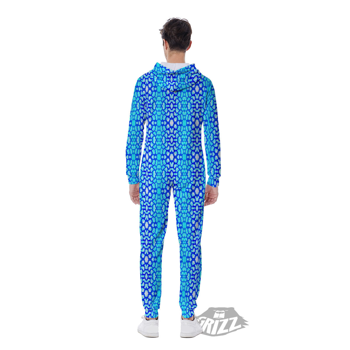 Giraffe Turquoise Print Pattern Men's Jumpsuit-grizzshop
