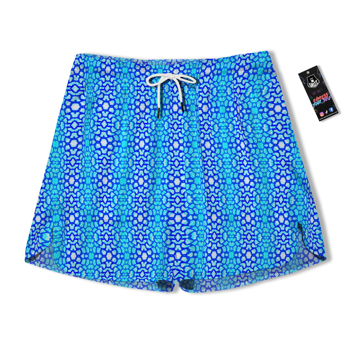 Giraffe Turquoise Print Pattern Men's Running Shorts-grizzshop
