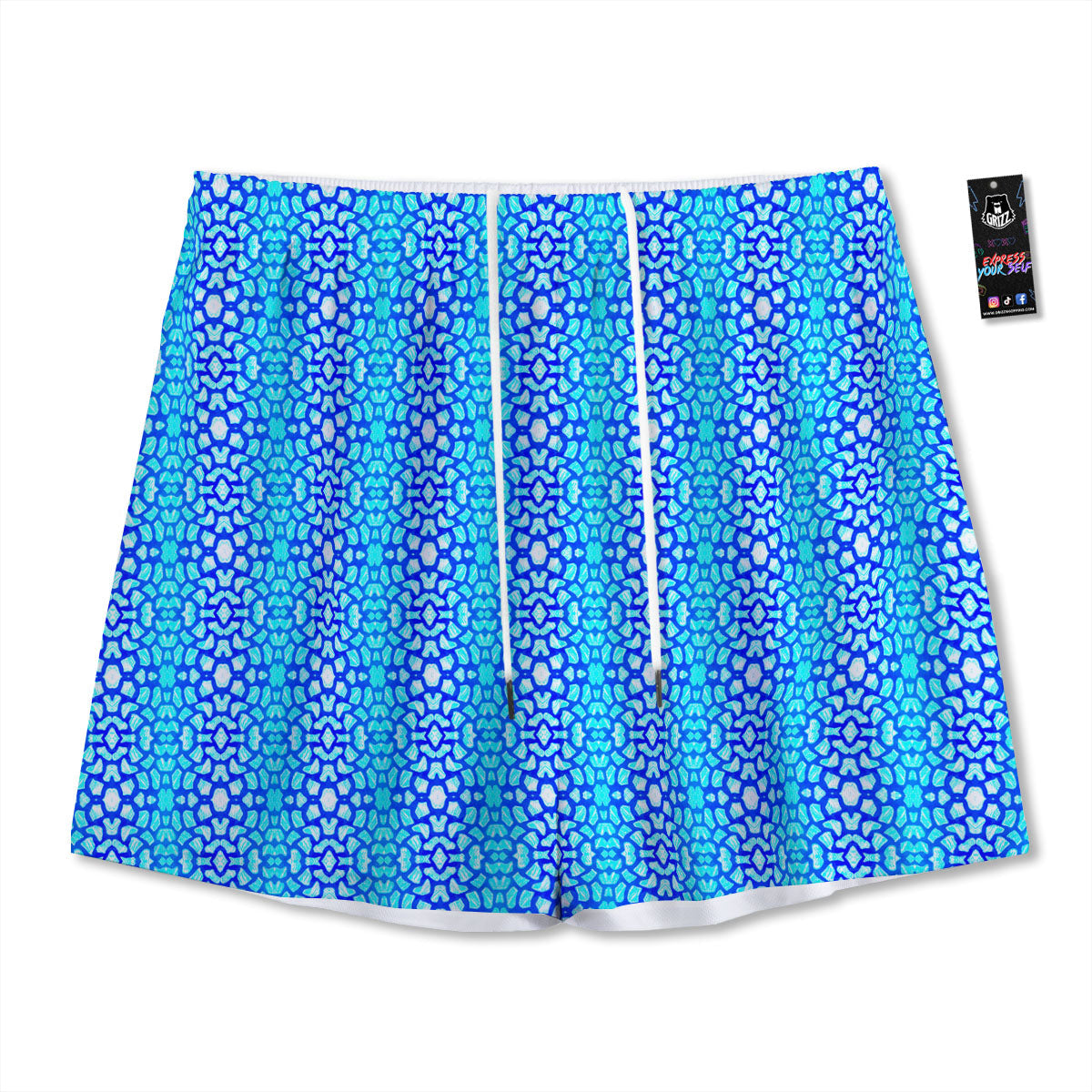 Giraffe Turquoise Print Pattern Mesh Shorts-grizzshop