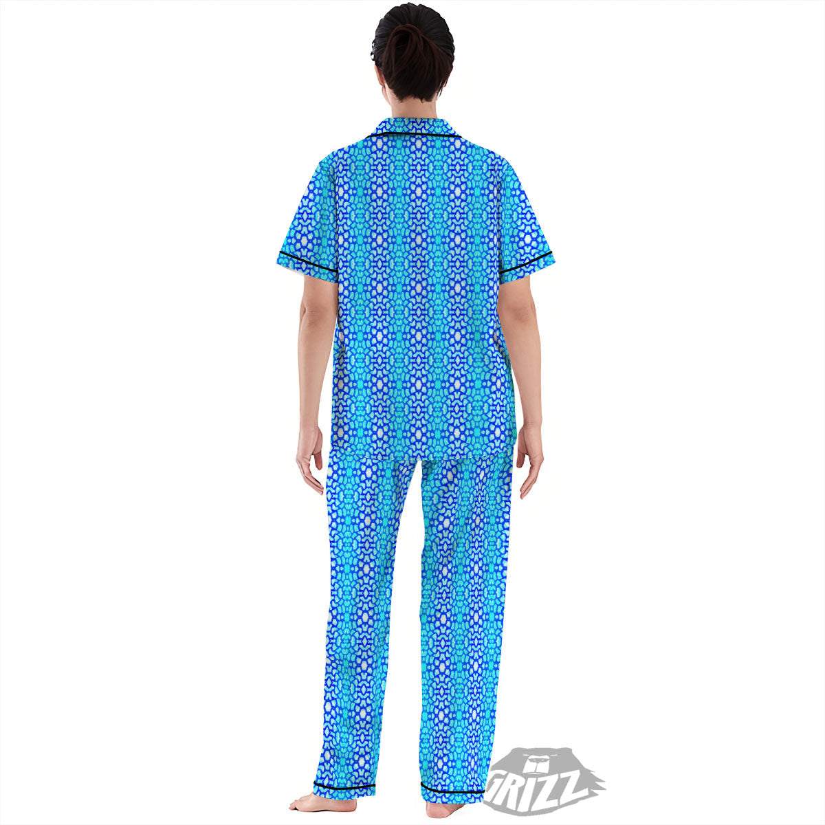 Giraffe Turquoise Print Pattern Women's Pajamas Set-grizzshop