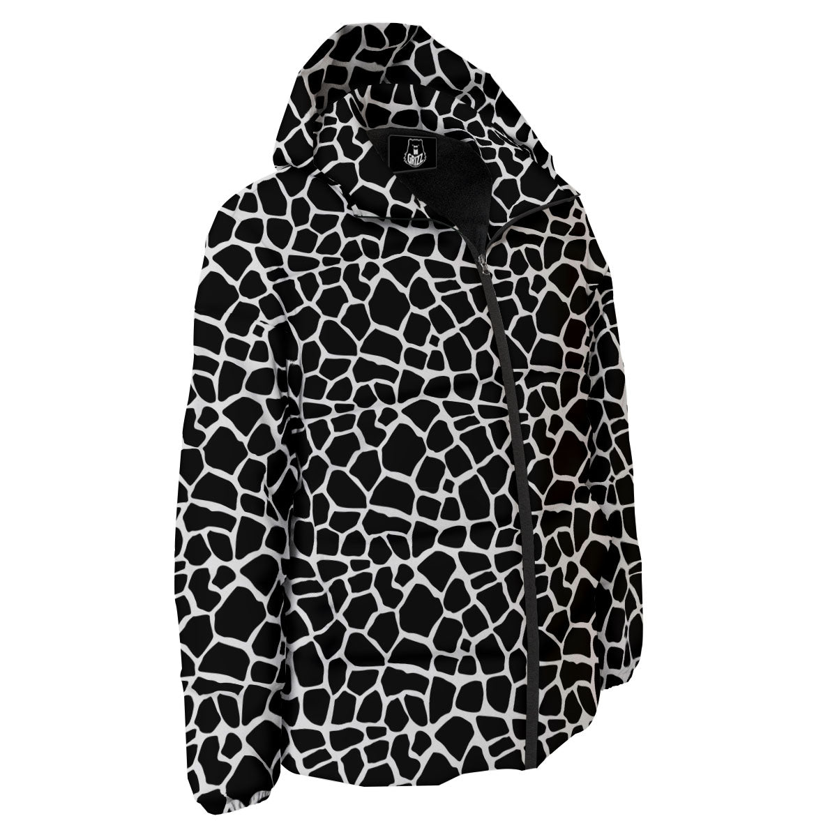 Giraffe White And Black Print Pattern Down Jacket-grizzshop