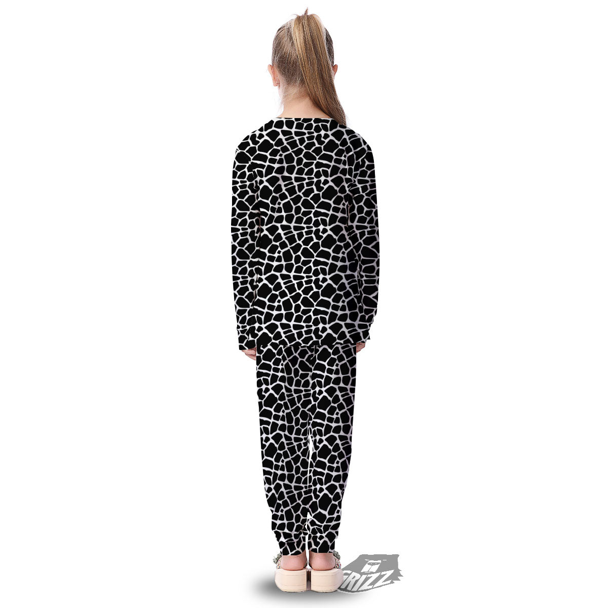 Giraffe White And Black Print Pattern Kid's Pajamas-grizzshop