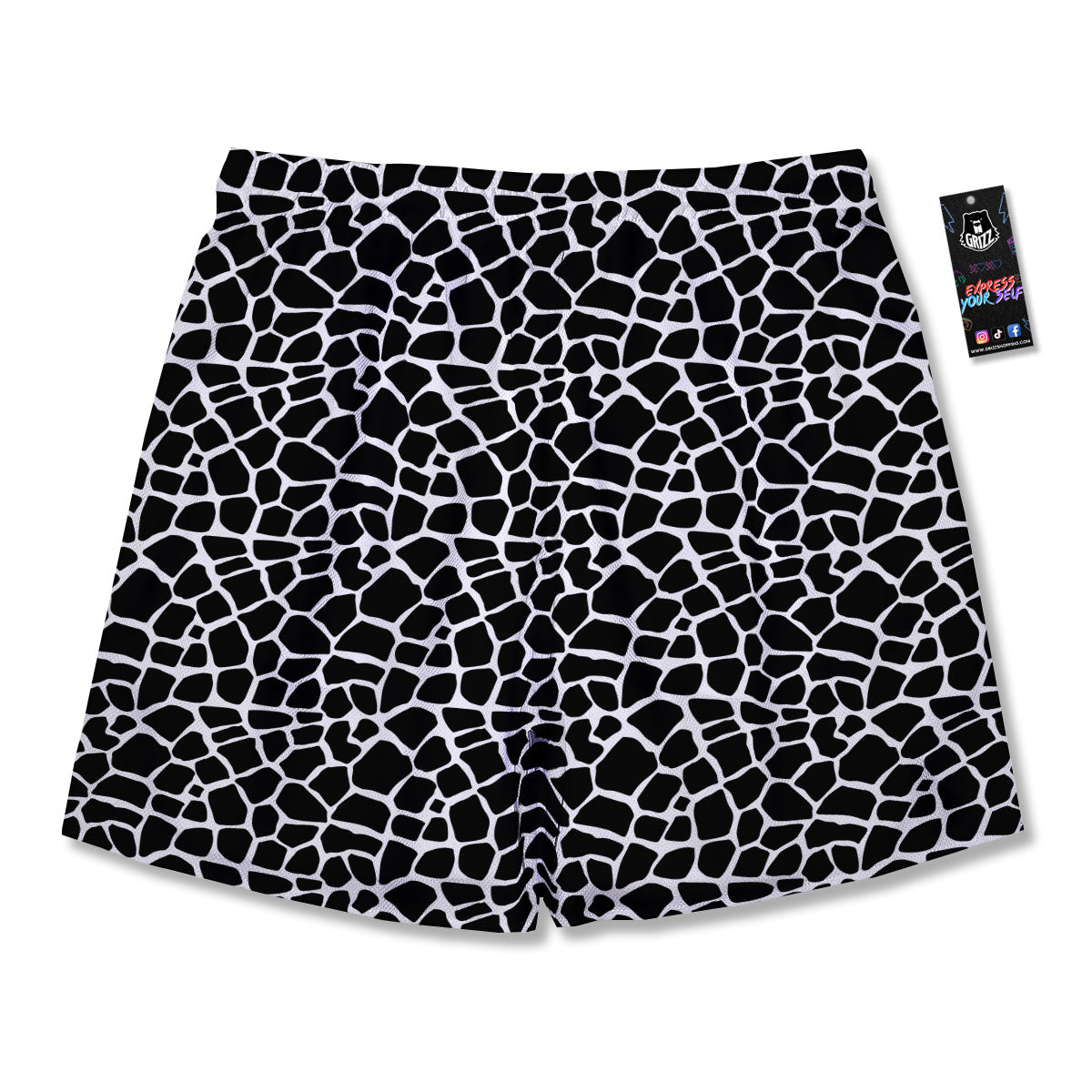 Giraffe White And Black Print Pattern Men's Running Shorts-grizzshop