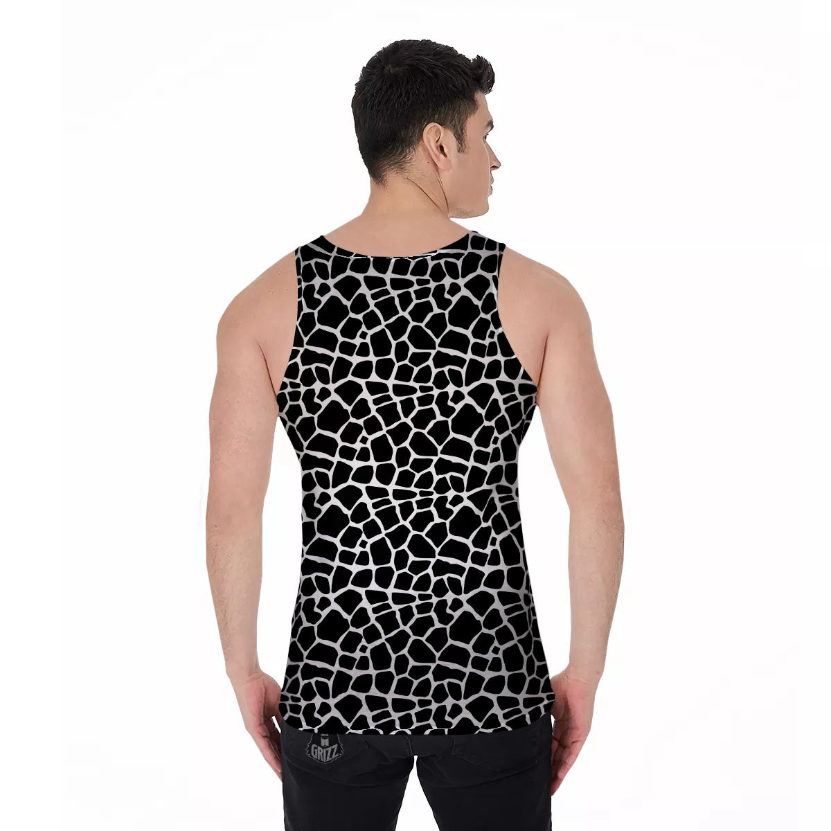 Giraffe White And Black Print Pattern Men's Tank Top-grizzshop