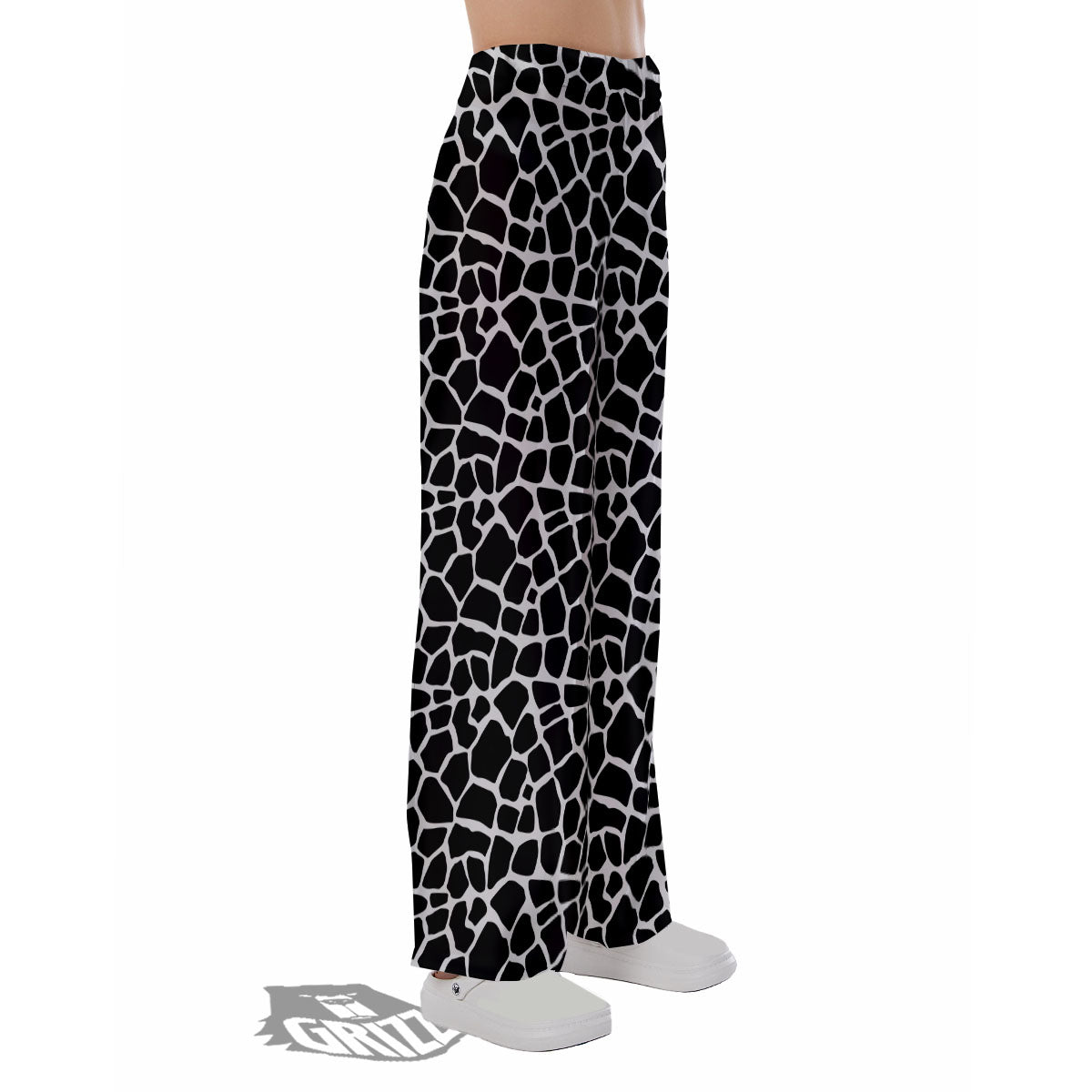 Giraffe White And Black Print Pattern Pajama Pants-grizzshop