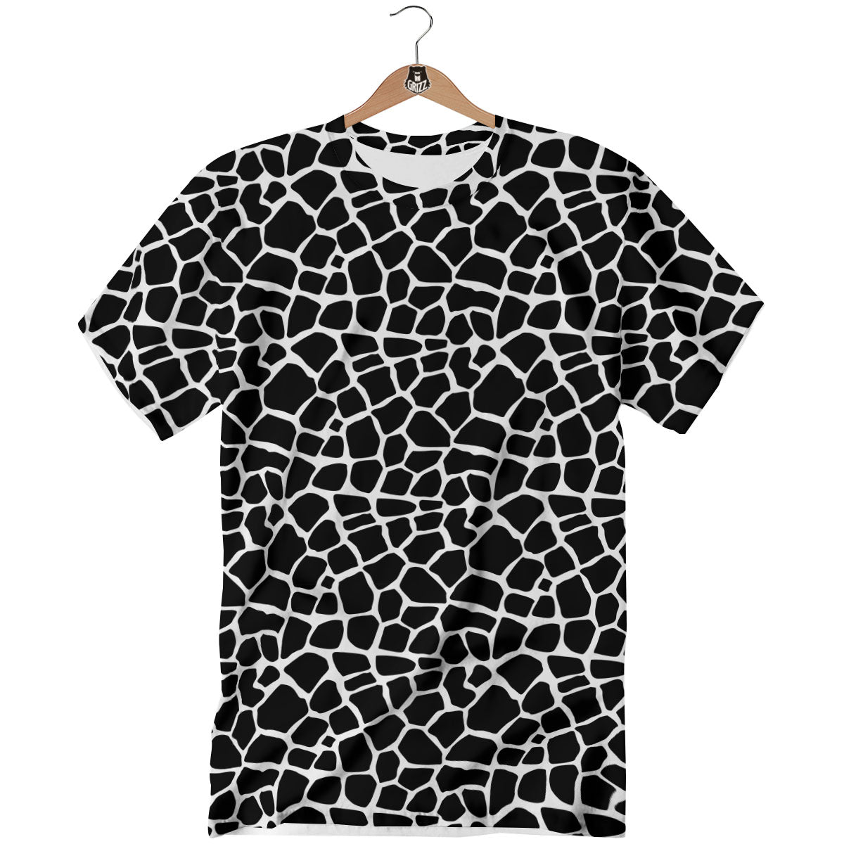 Giraffe White And Black Print Pattern T-Shirt-grizzshop