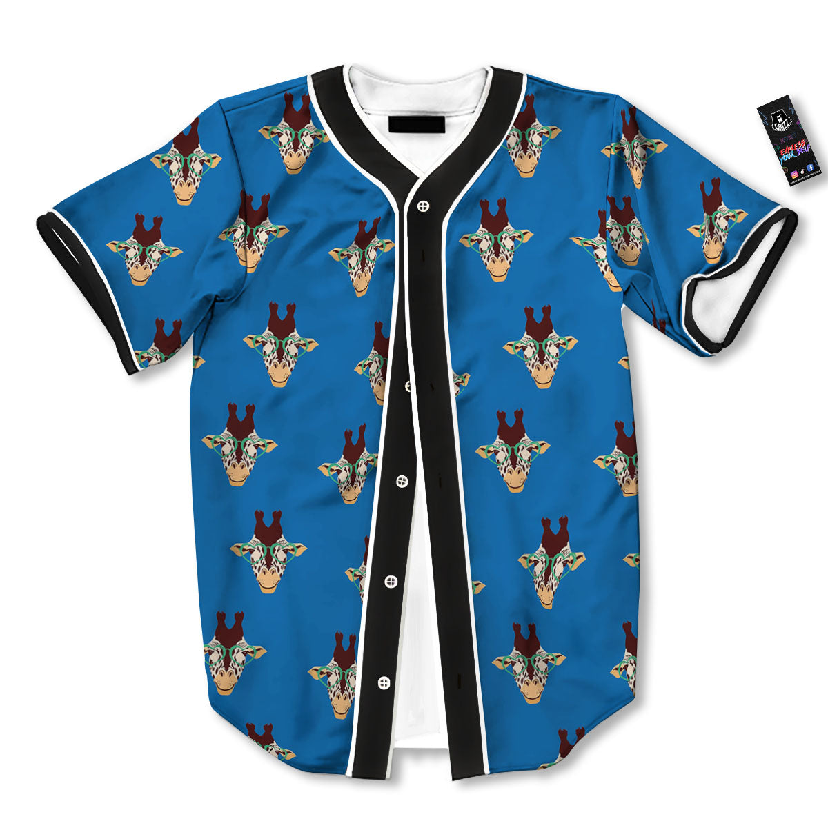 Giraffe With Glasses Print Pattern Baseball Jersey-grizzshop