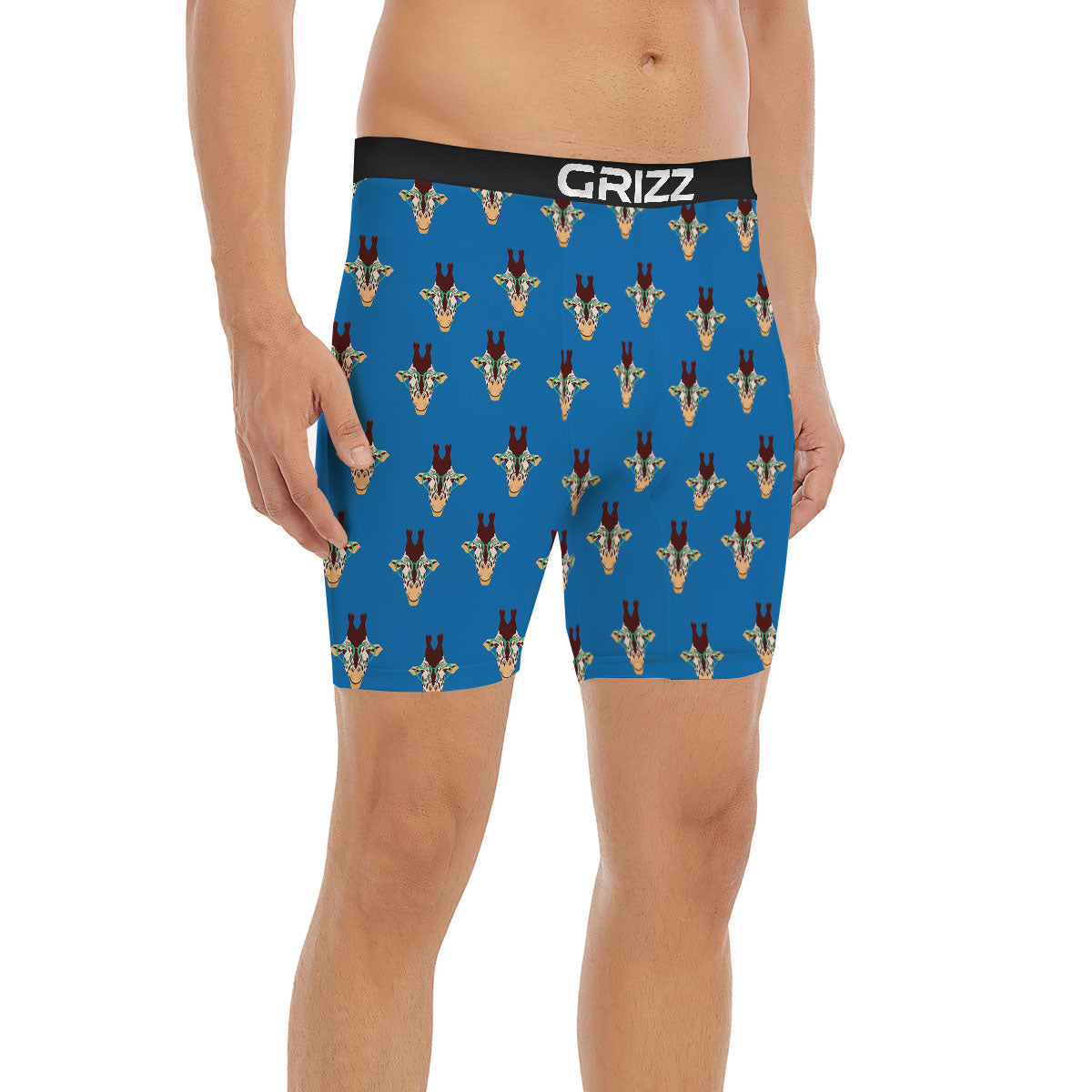 Giraffe With Glasses Print Pattern Boxer Briefs-grizzshop