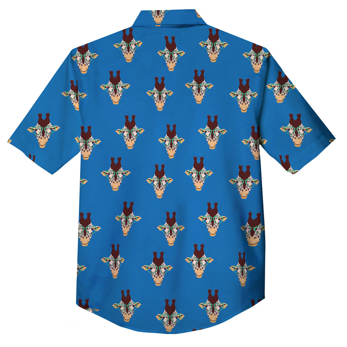 Giraffe With Glasses Print Pattern Button Up Shirt-grizzshop