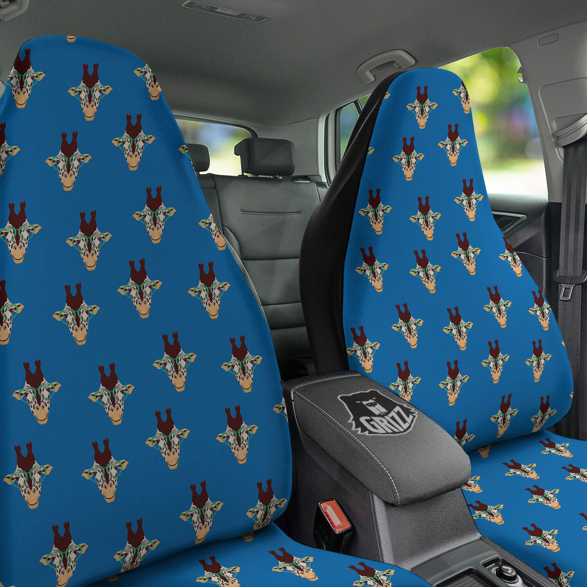 Giraffe With Glasses Print Pattern Car Seat Covers-grizzshop