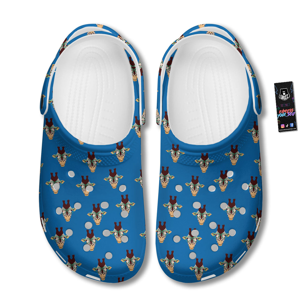 Giraffe With Glasses Print Pattern Clog-grizzshop