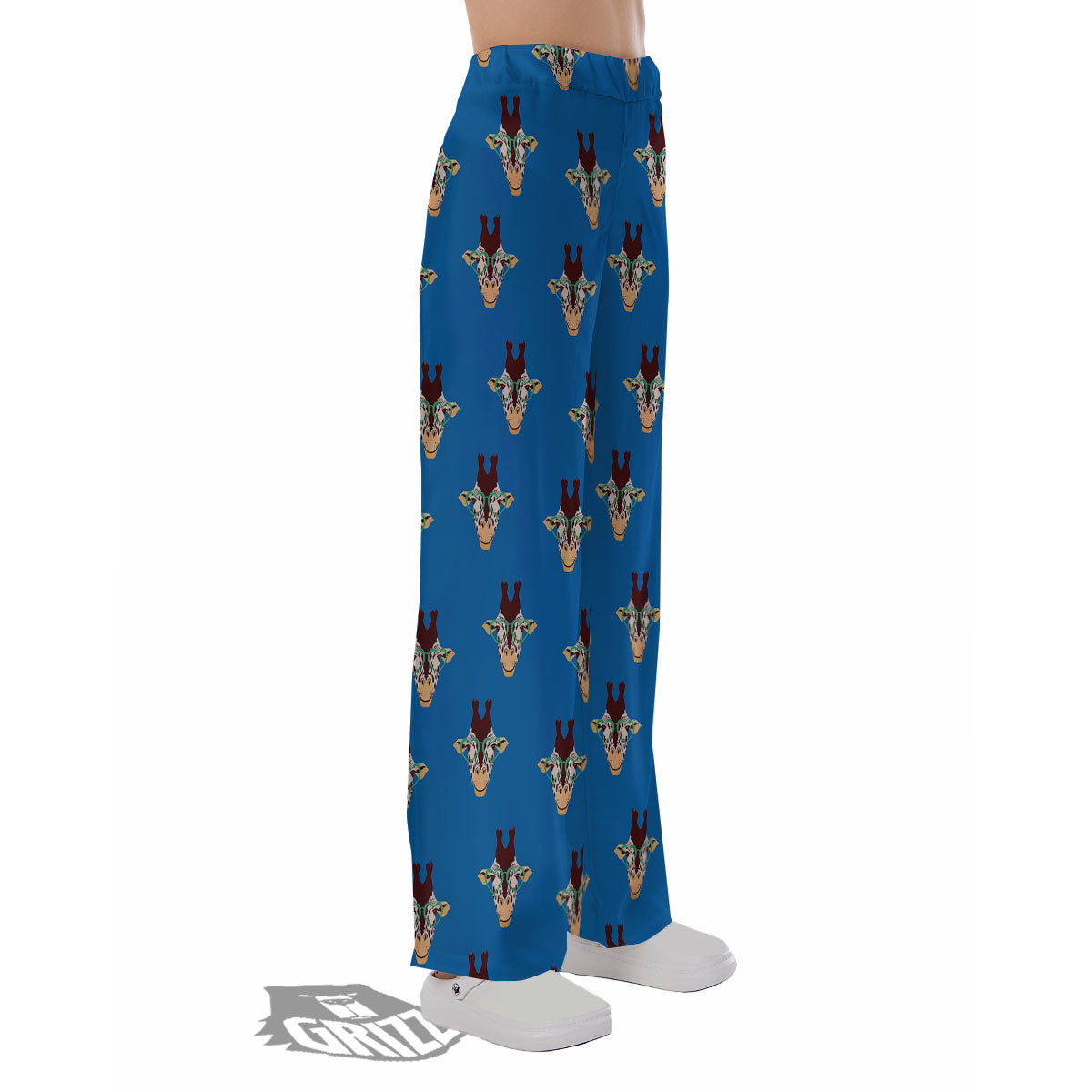 Giraffe With Glasses Print Pattern Pajama Pants-grizzshop