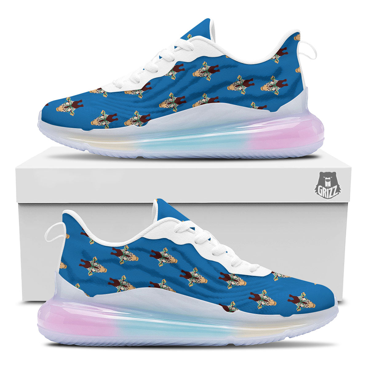 Giraffe With Glasses Print Pattern Running Sneakers-grizzshop