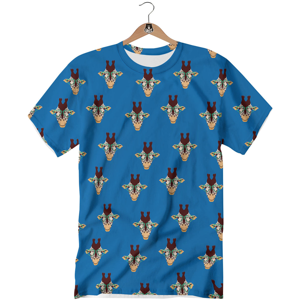 Giraffe With Glasses Print Pattern T-Shirt-grizzshop