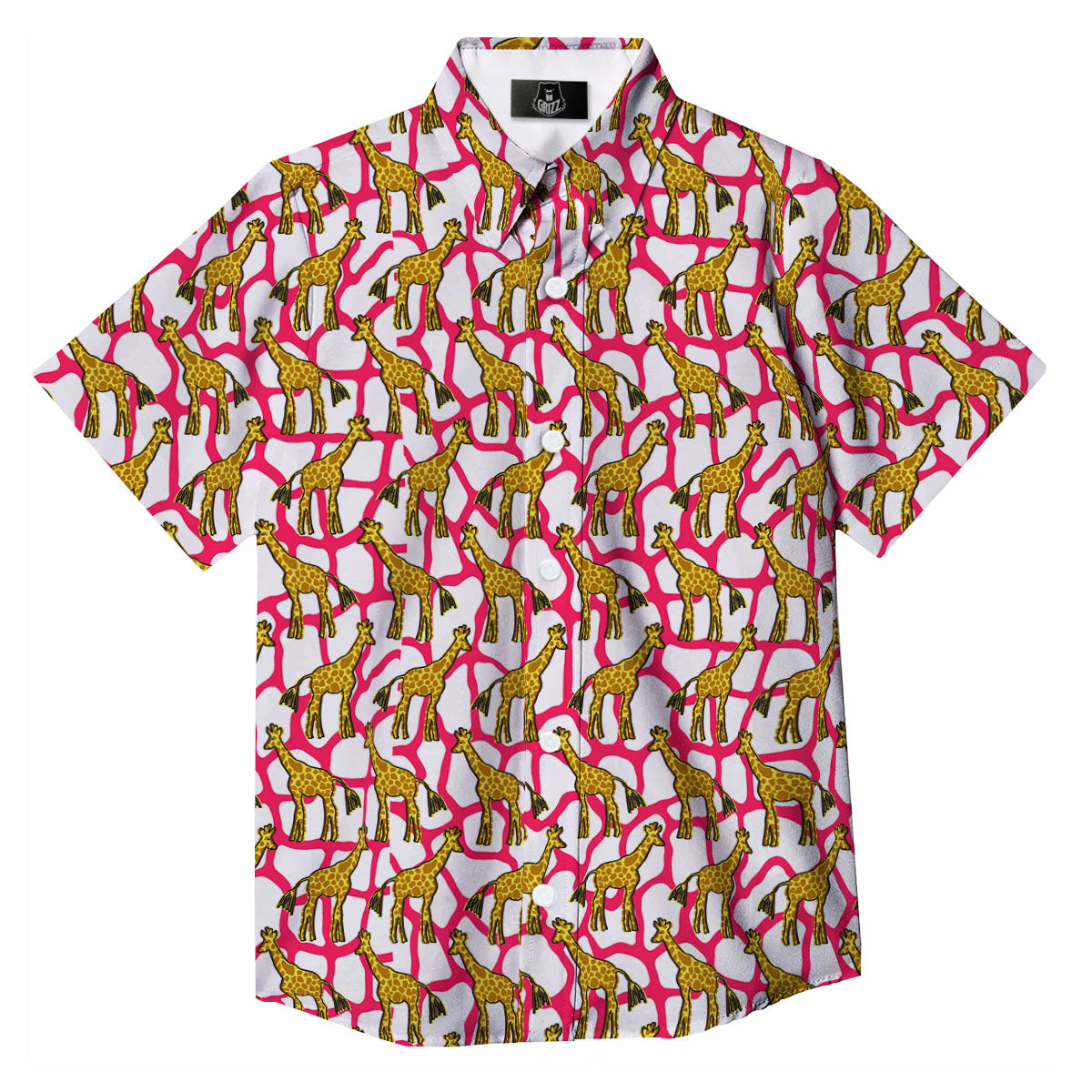 Giraffe Yellow And Pink Print Pattern Button Up Shirt-grizzshop