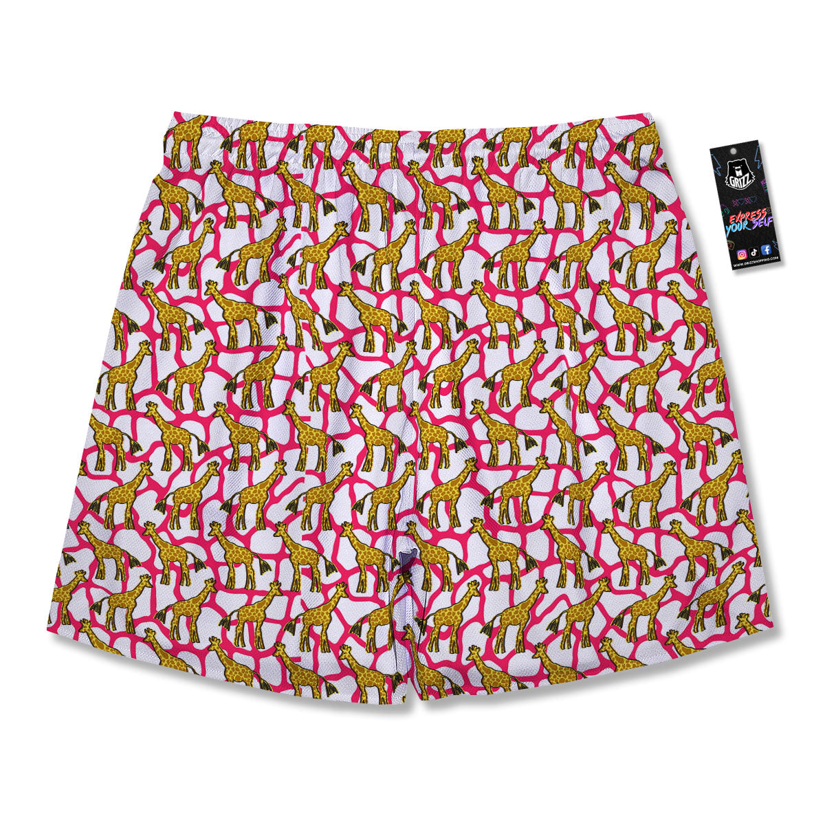 Giraffe Yellow And Pink Print Pattern Men's Running Shorts-grizzshop