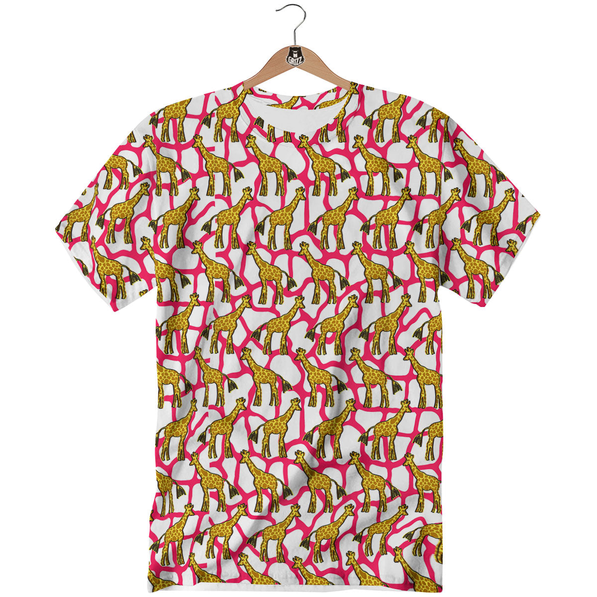 Giraffe Yellow And Pink Print Pattern T-Shirt-grizzshop