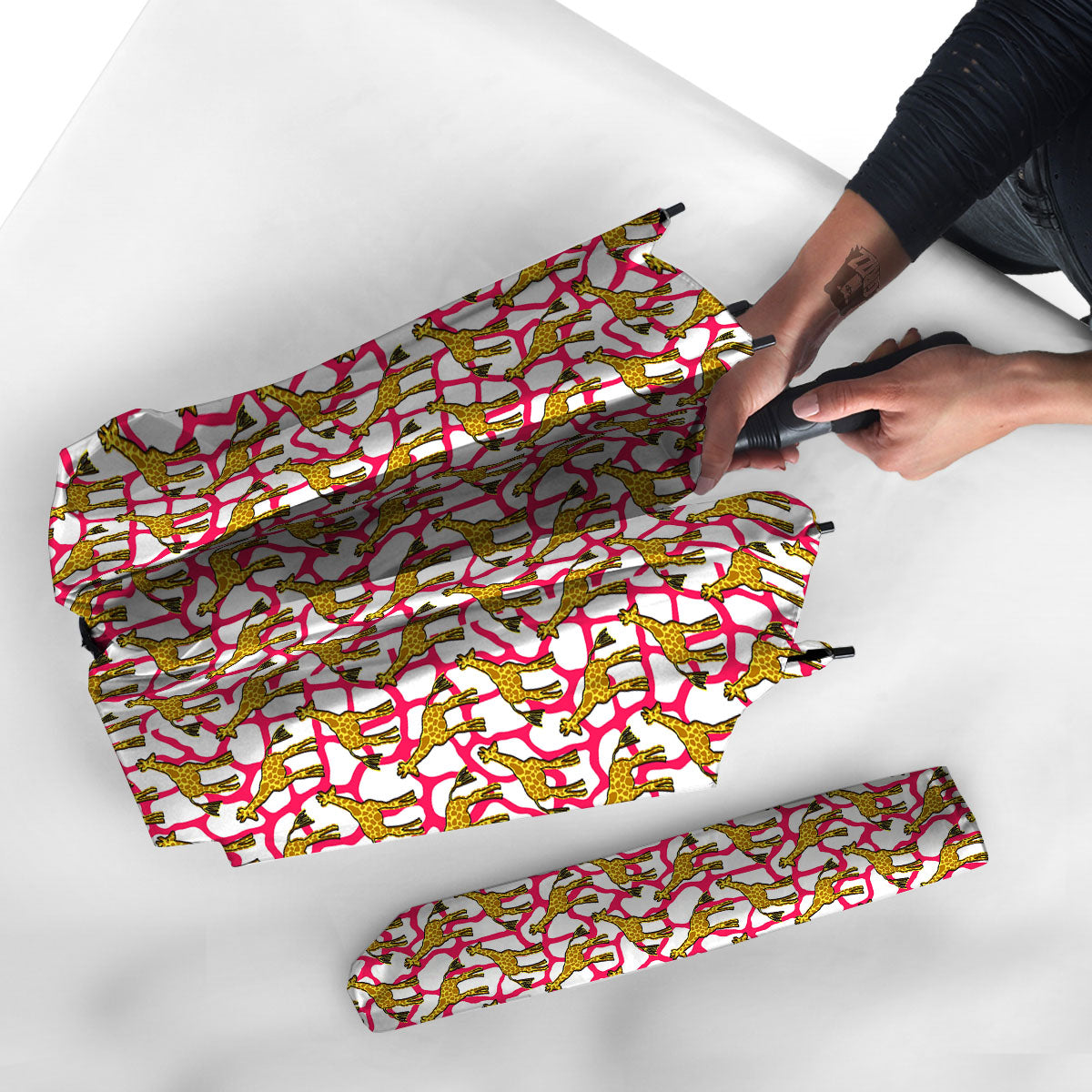 Giraffe Yellow And Pink Print Pattern Umbrella-grizzshop